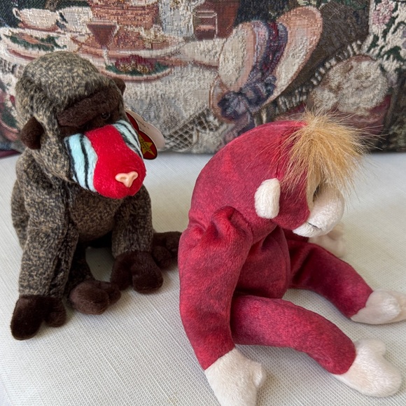 🐵 TY Beanie Babies Pair – Cheeks & Schweetheart (1999) 🐒✨ - Picture 5 of 14